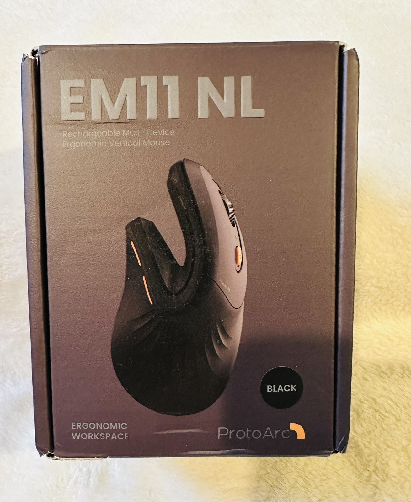 ProtoArc EM11 NL Rechargeable Multi-Device Ergonomic Vertical Mouse Black