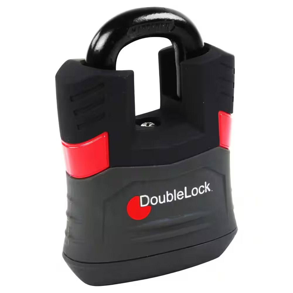 RED HAWK, Ultra Duty Large Shielded Steel Padlock, Rubberized Shroud, 2-Piece, (
