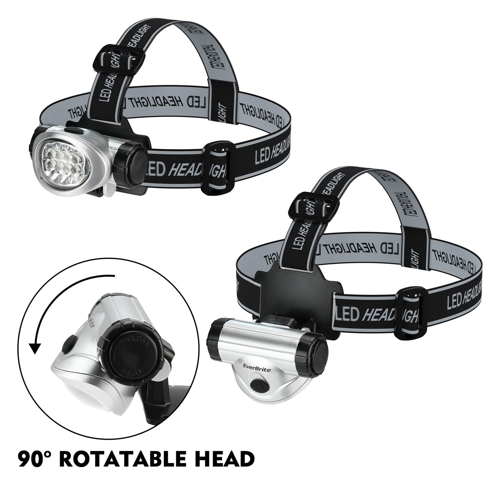 EverBrite 5Pack LED Headlamp 4 Modes, Pivot, Adjustable for Run/Camp/Hike