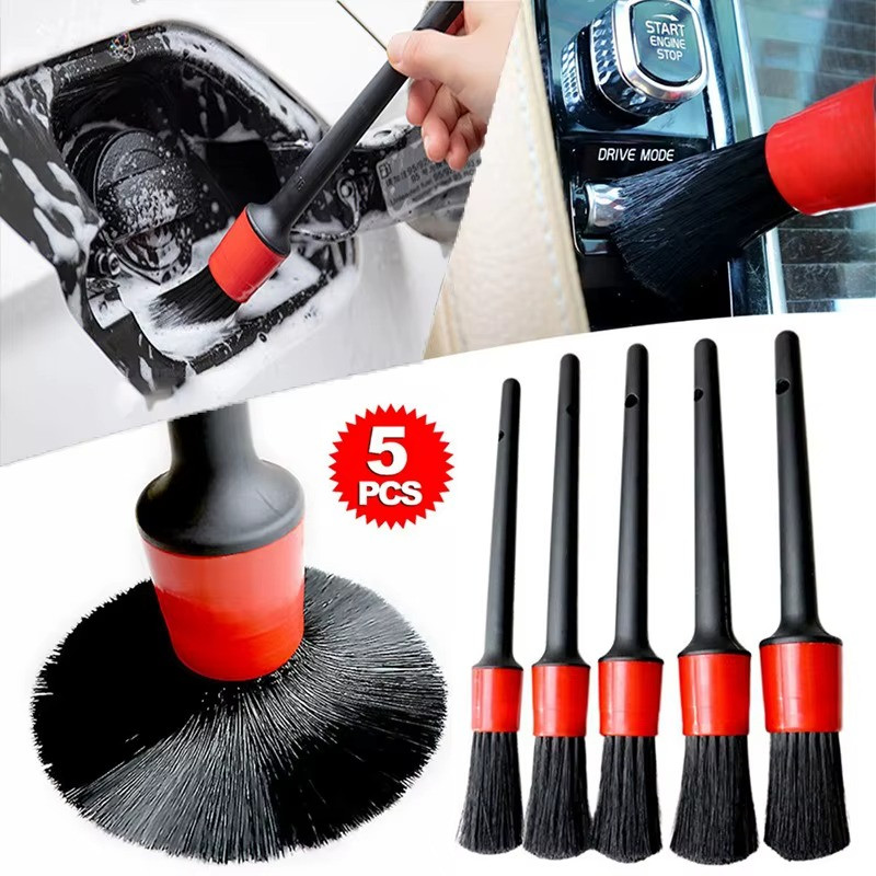 5 PCs Car Detailing Brush For Cleaning Wheels Engine Emblems Air Vents Set UK