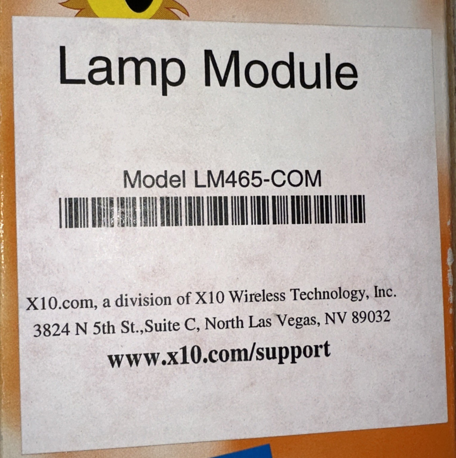 X10 Lamp Module Model#: LM465-COM