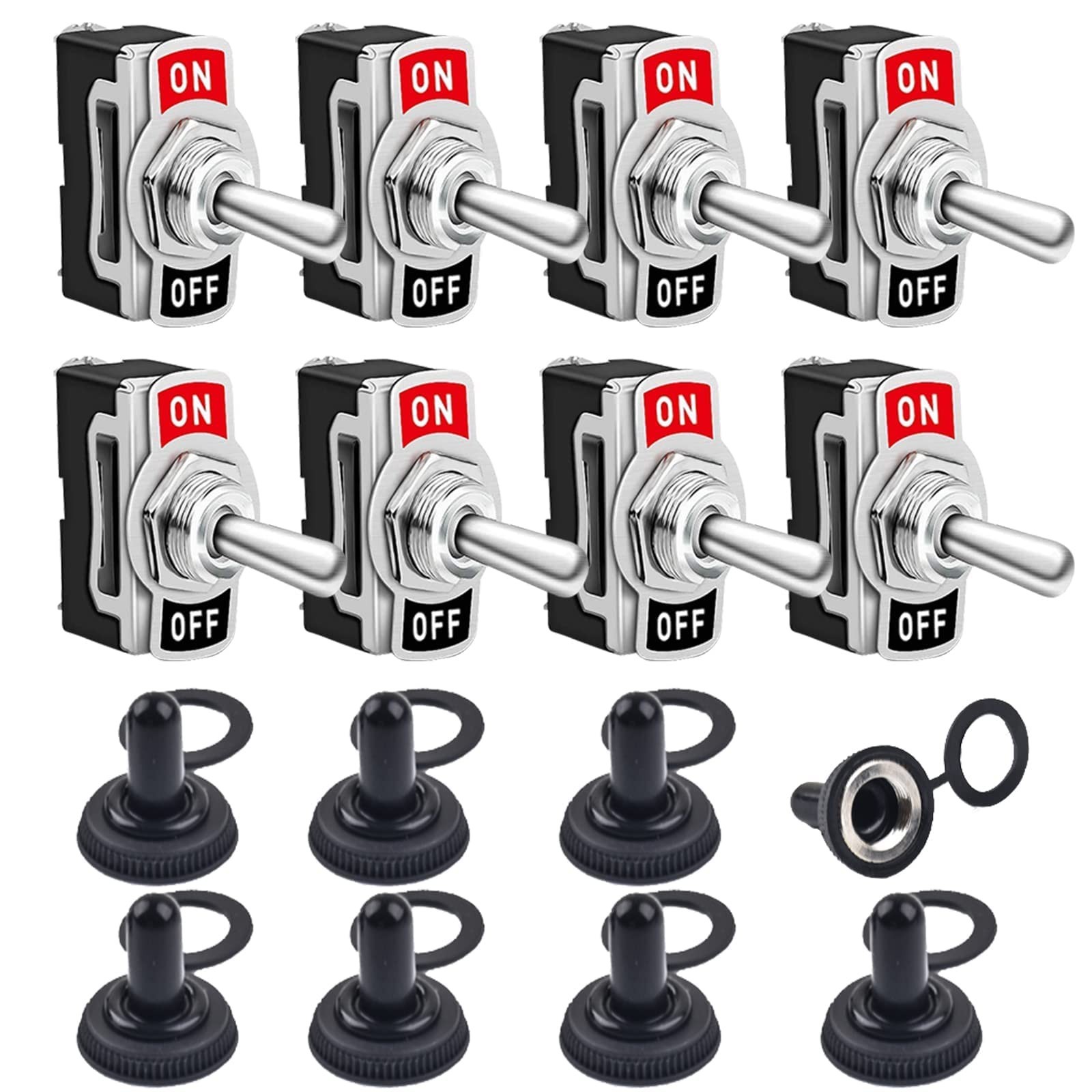8 Pack Toggle Switches, 2 Pin 20A 125V AC/ 15A 250V AC ON Off Switch, SPST Ca...