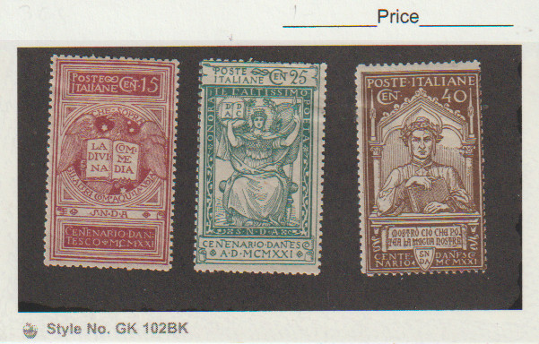 Italy Scott #133-135 MH (1921 Death of Dante, 600th Anniversary) CV.$20.