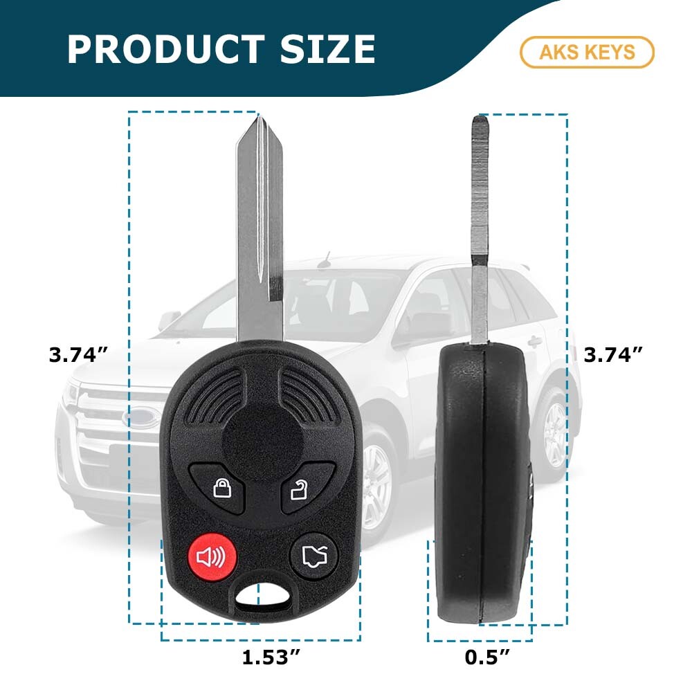 New 4B Uncut Remote Head Ignition Key Keyless Combo Fob Replacement for Ford 4B