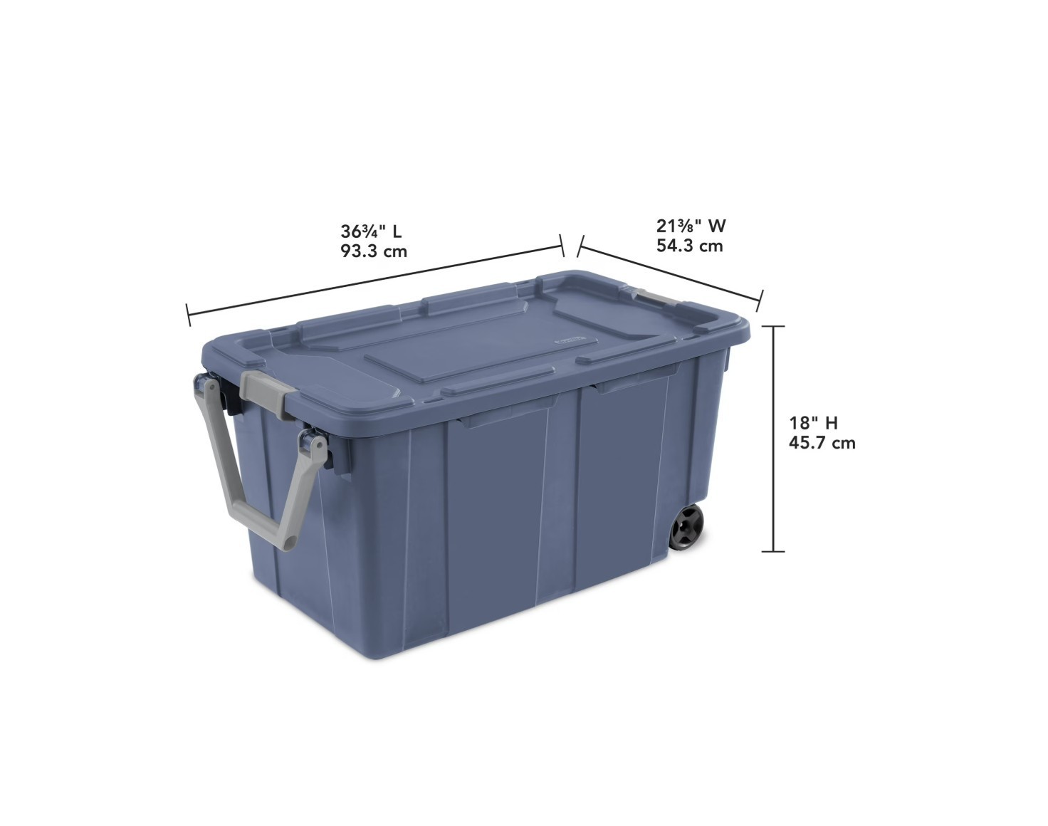 Sterilite 40 Gal Wheeled Storage Bin Latch Lid Handle Blue 2 Pack