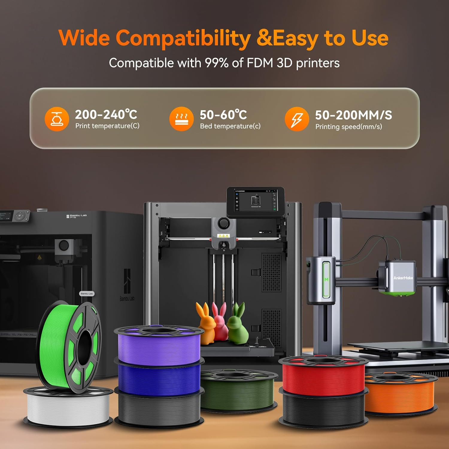 TECBEARS 10KG PLA 3D Printer Filament Bundle 1.75mm Low Shrinkage Entry Level
