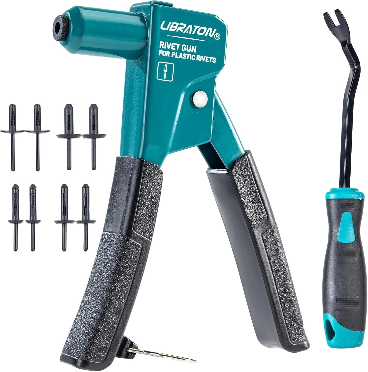 Plastic Rivet Gun Kit, 90 Degree Angle Hand Riveter with 40 Nylon Rivets (4 S...