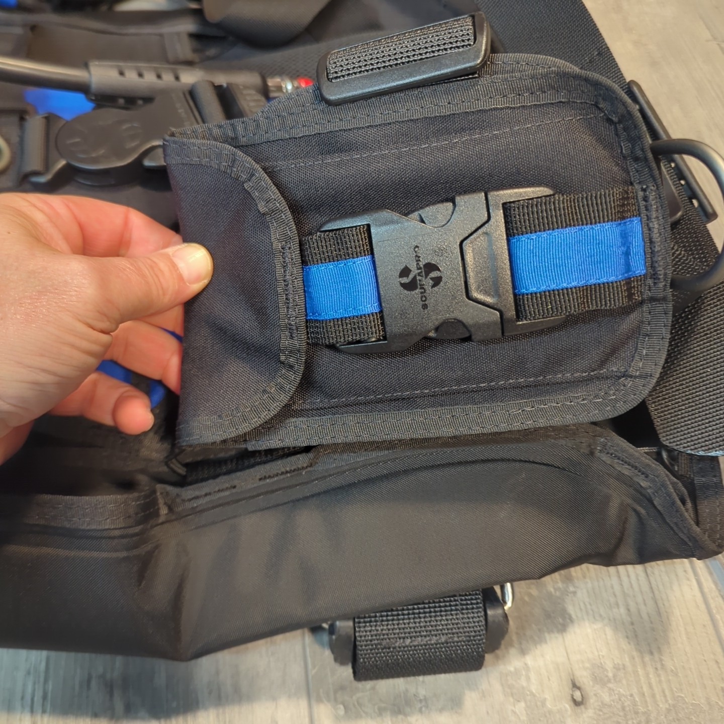 SCUBAPRO Litehawk Diving BCD w/BPI (Black/Blue) Back Inflated Lightweight