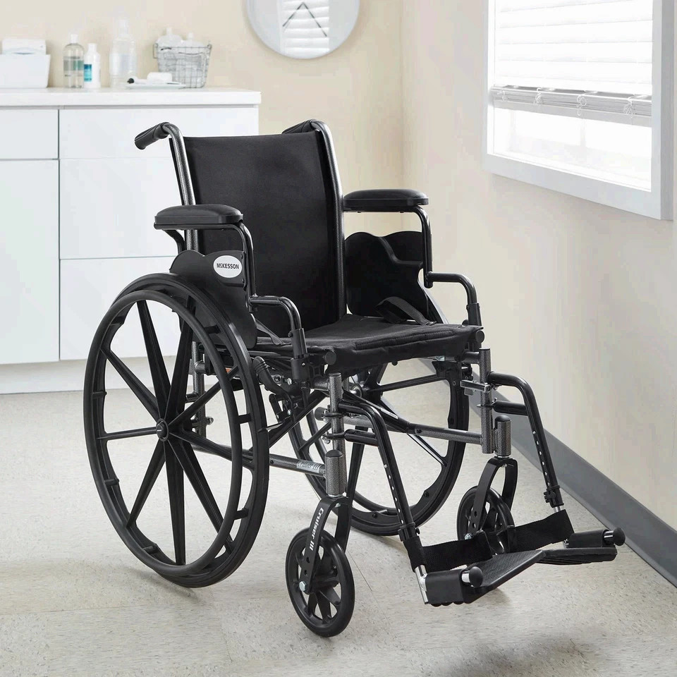 McKessonn Lightweight Wheelchair Steel 16"W Swing-Away Footrest 146-K316DDA-SF