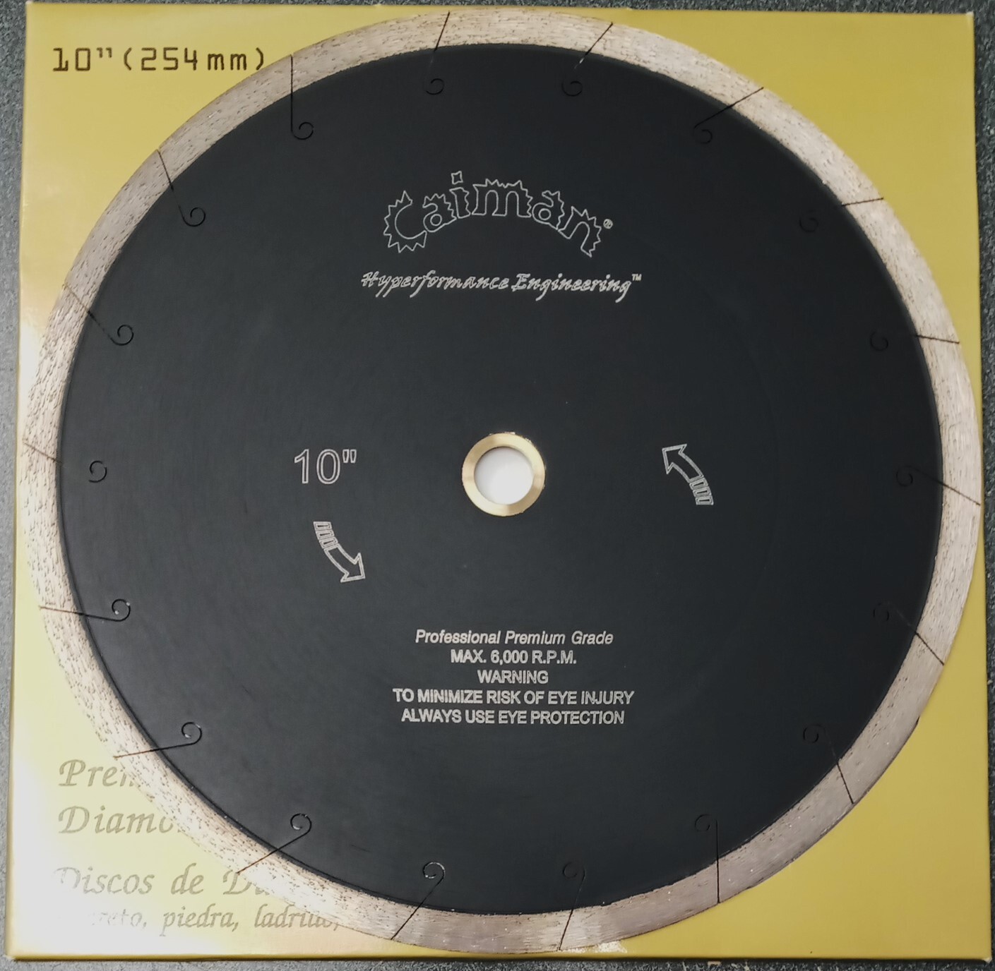 Caiman 10110 Continuous Rim 10" Diamond Saw Blade for Tile