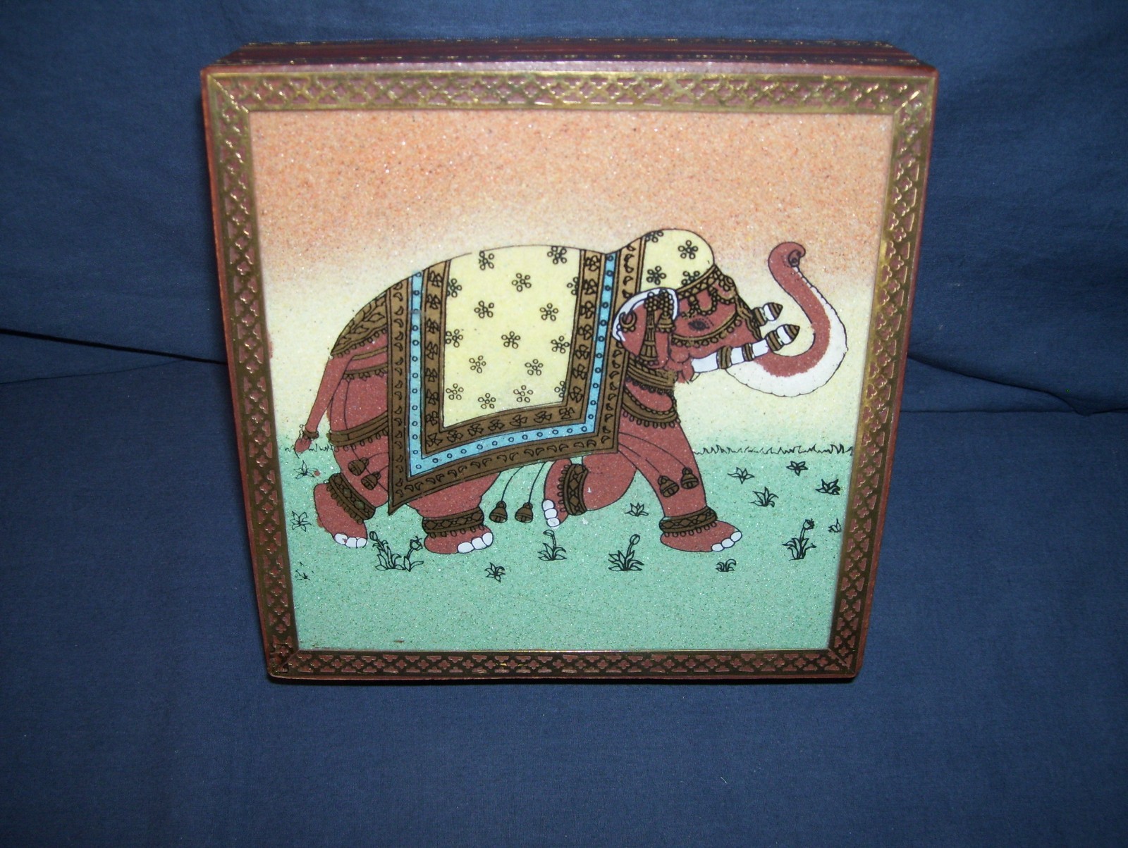 Trunk Up Elephant Tea or trinket Box India Used 6.25 x 6.25