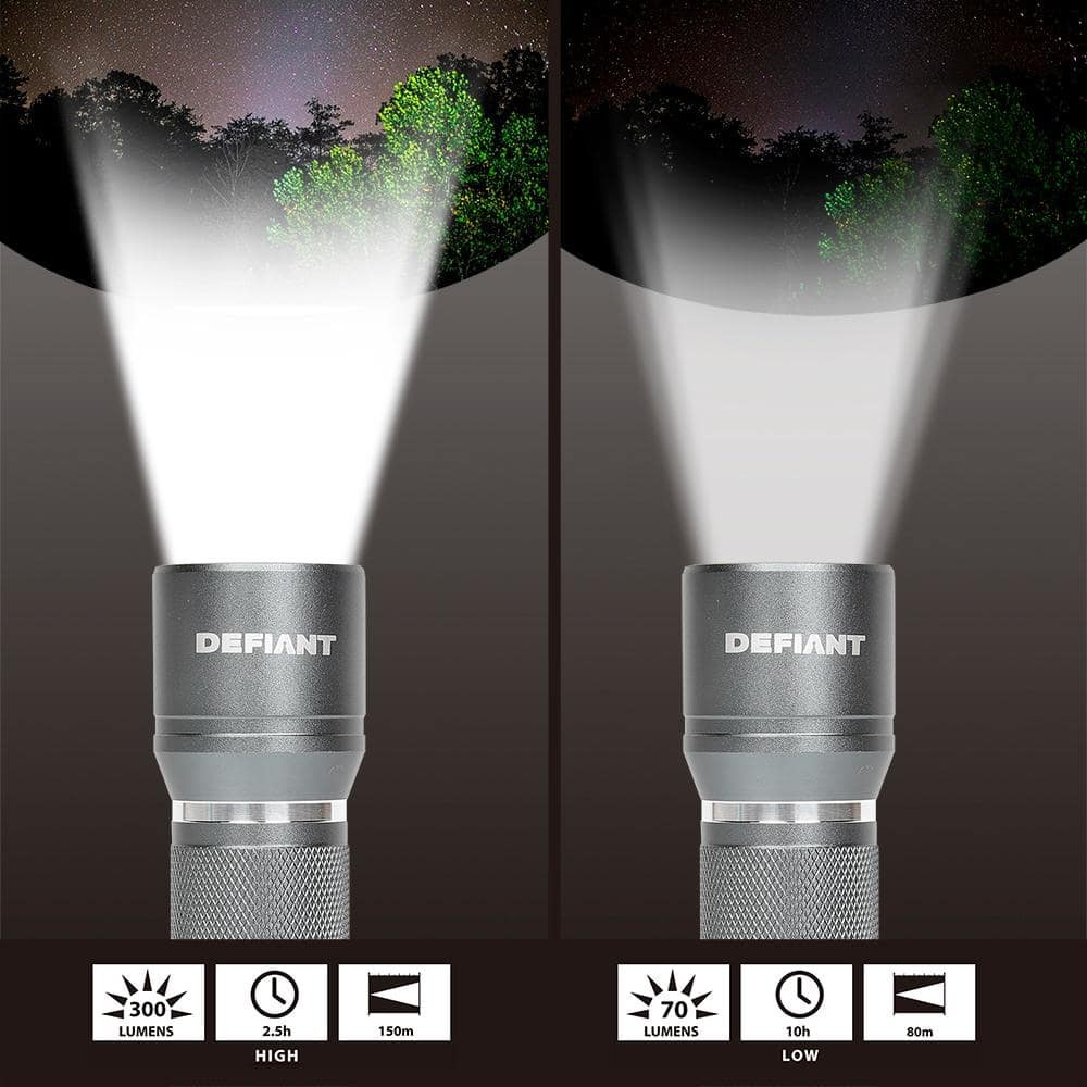 Defiant 300 Lumens Aluminum Flashlight (3-Pack)