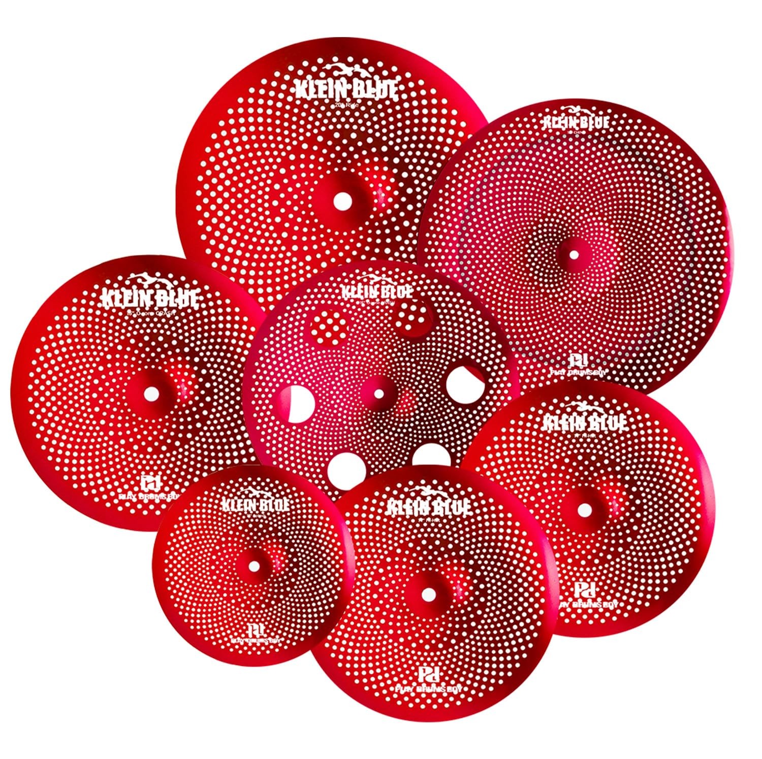 PLADRUBO 7-Piece Low-Volume Silent Cymbal Set – Red. Includes Red- 7 Pieces