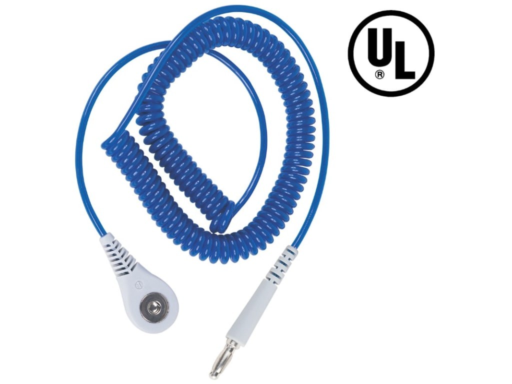Desco 09121 - Jewel single wire coil cord with 4mm snap socket - Straight /