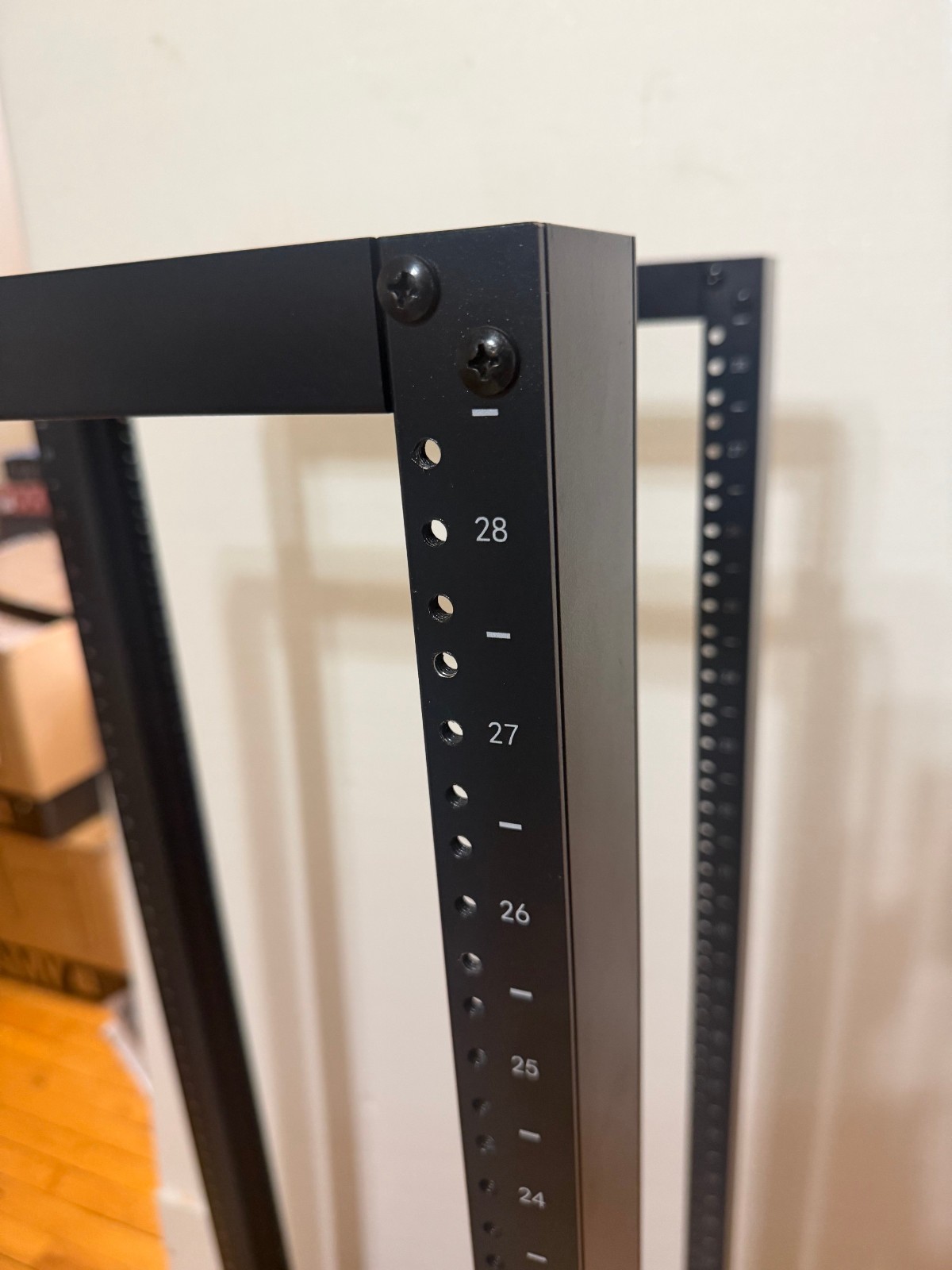 28U 4 Post Open Frame 19" Data Network Desktop 24in Deep Server/Audio Rack