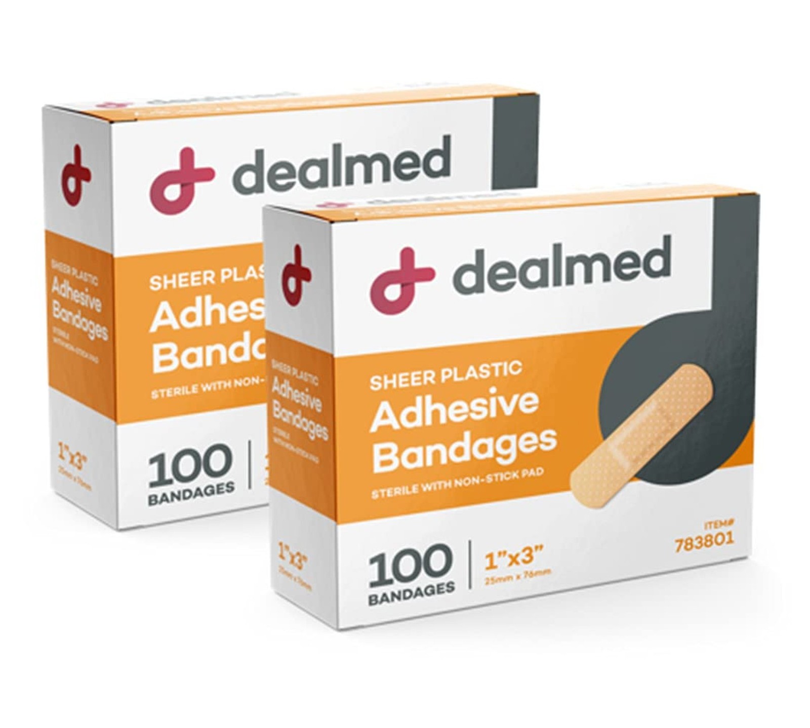 Dealmed Sheer Plastic Flexible Adhesive Bandages – 100 Count (2 Pack) Band