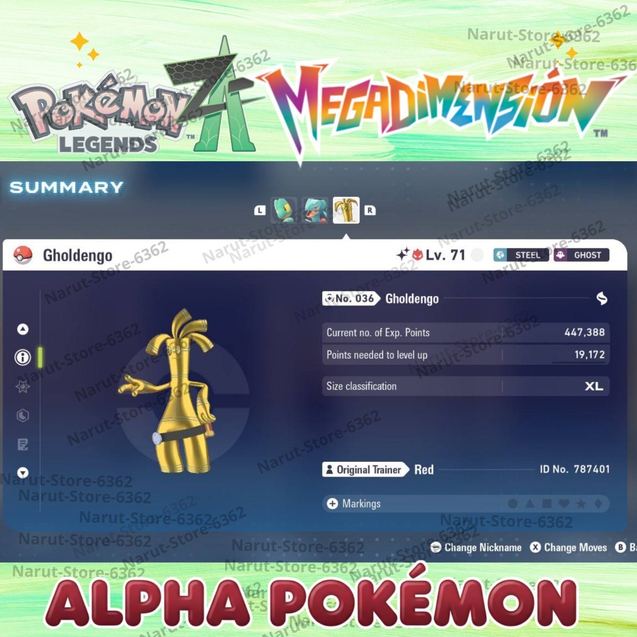 🔥Alpha Gholdengo MEGA DIMENSION  SHINY OR NON SHINY🌟 6IV🔥Pokemon Legends ZA