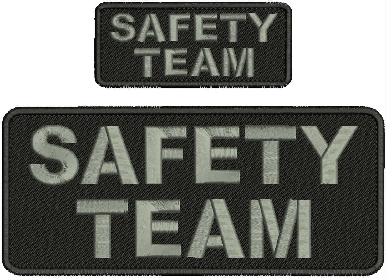 Collectible 2 Embroidery Patch ''Safety Team'' 4x10 and 2x5 Gray On Black