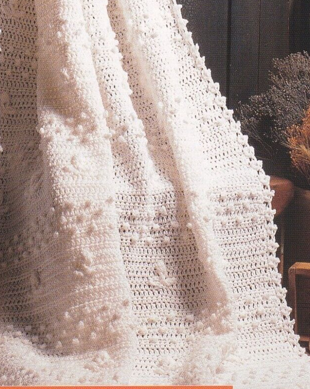 Aran Afghan Crochet Pattern SPRING FROST Needlecraft Shop