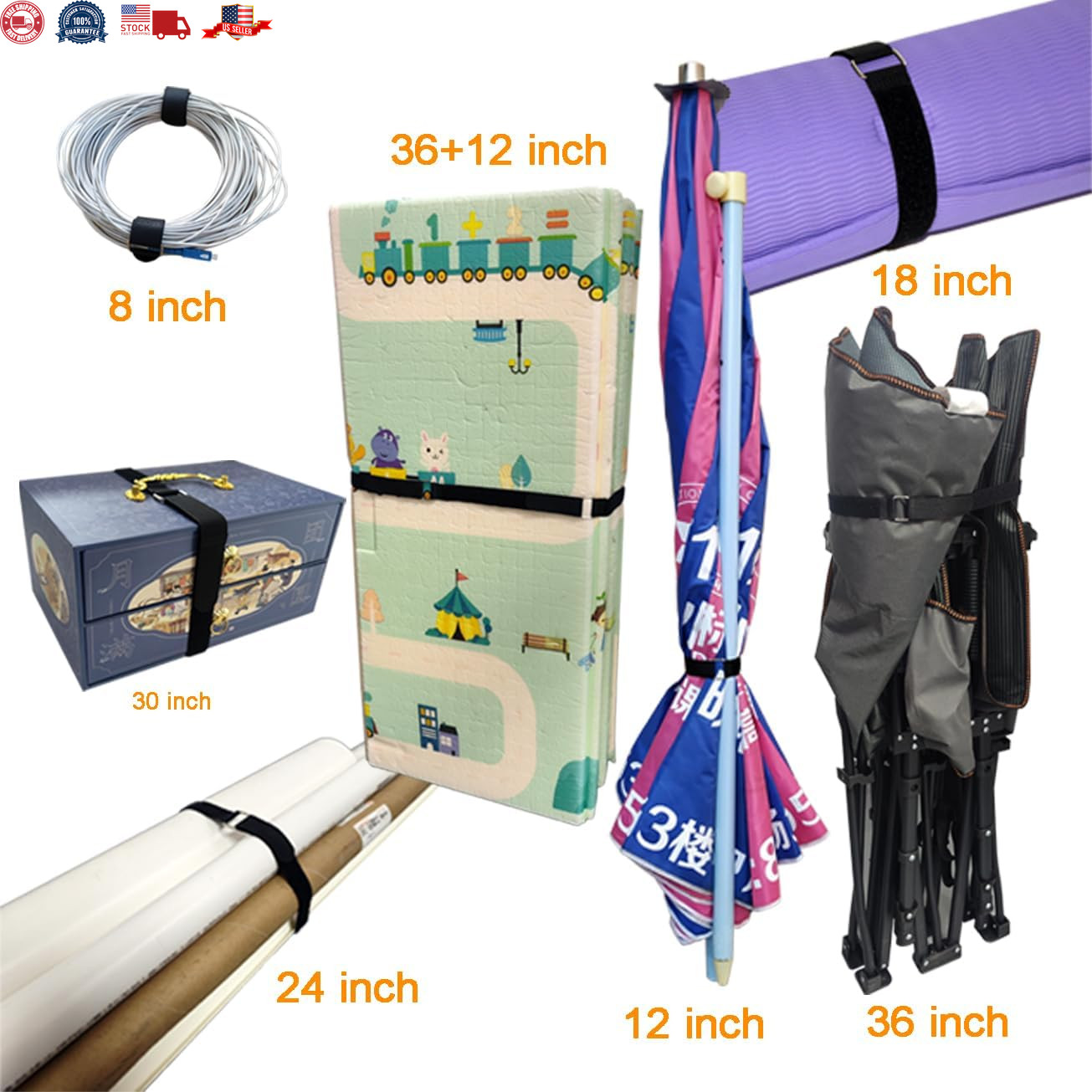 12 Inch Reusable Fastening Cable Straps - Hook and Loop Fixing Straps