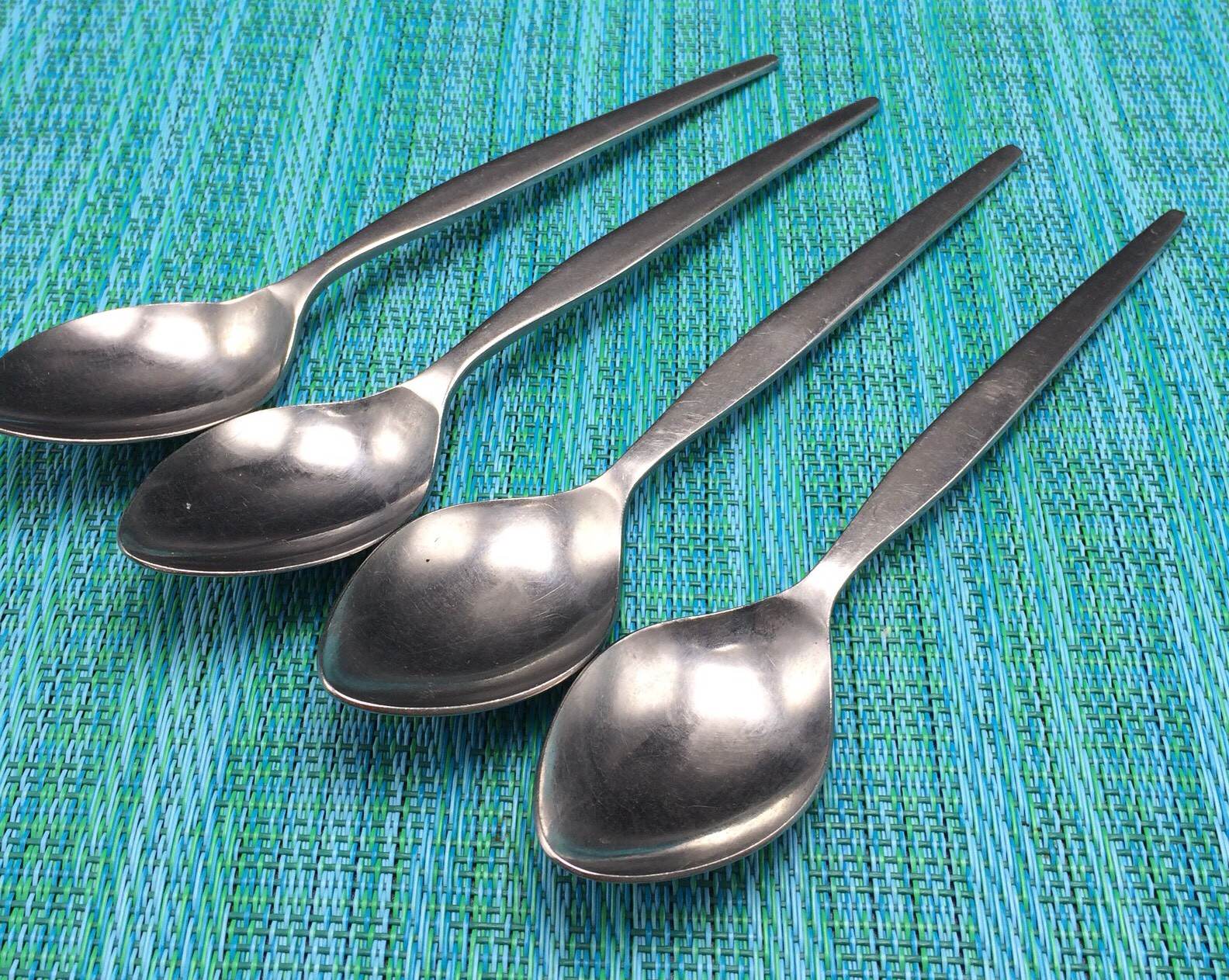 4 Epic Prince Ekco Eterna Teaspoons Tea Spoons Stainless Vtg MCM Japan