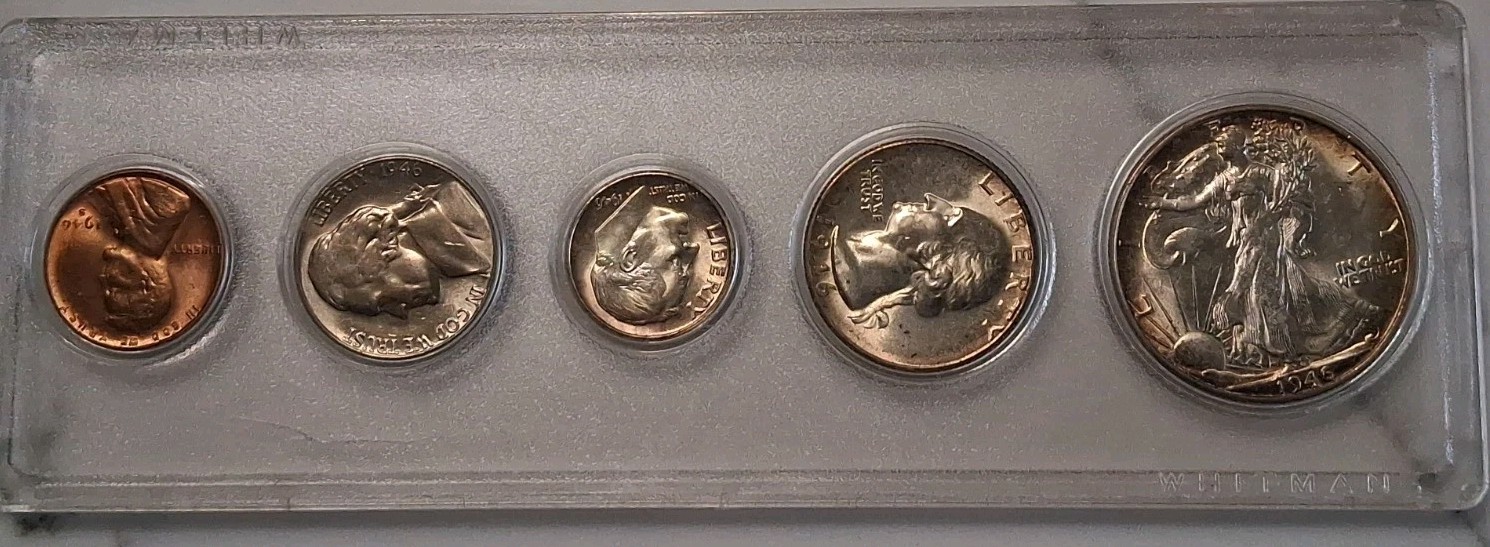 1946 S Brilliant Uncirculated Coin San Francisco Set  -   Whitman Holder