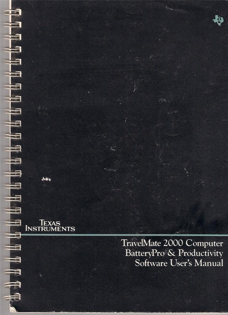 1990 TI 25988090-001 TRAVELMATE 2000 COMPUTER BATTERYPRO & PRODUCTIVITY MANUAL