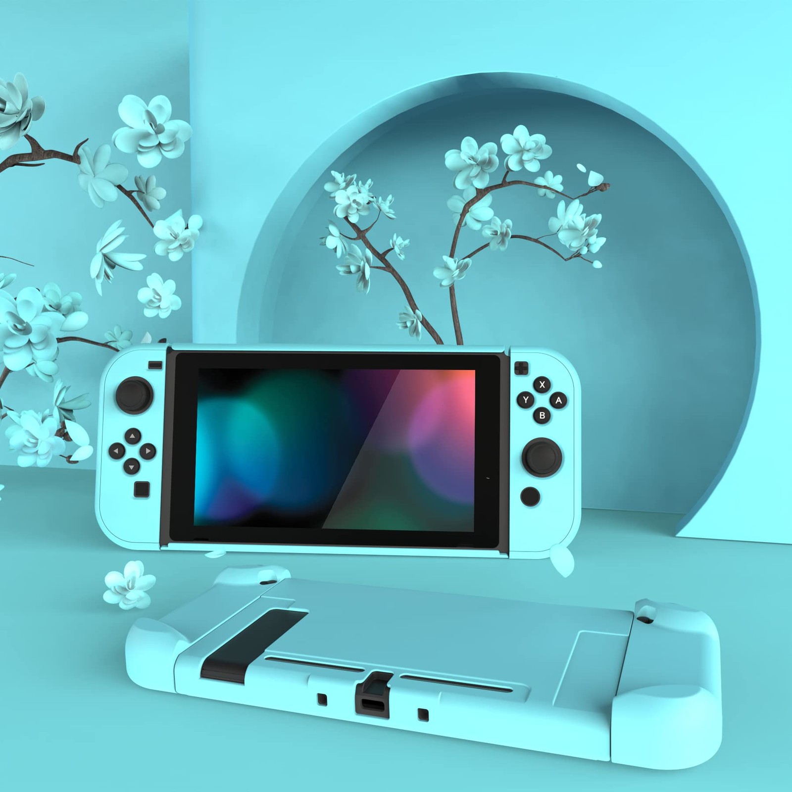 PlayVital Protective Case Protector for Switch - Hard Shell, Heaven Blue