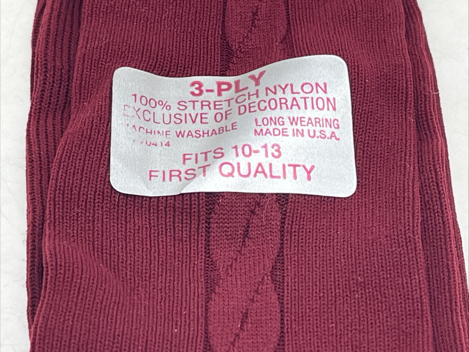 Vintage Maxie Sox Burgundy 3-Ply Mens Dress Socks Nylon NOS Size 10-13 USA