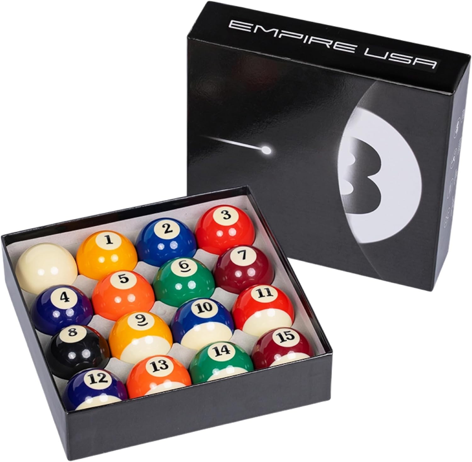 Billiard Pool Balls Set - 2.25 Inch High Poly Resin Assorted Colors