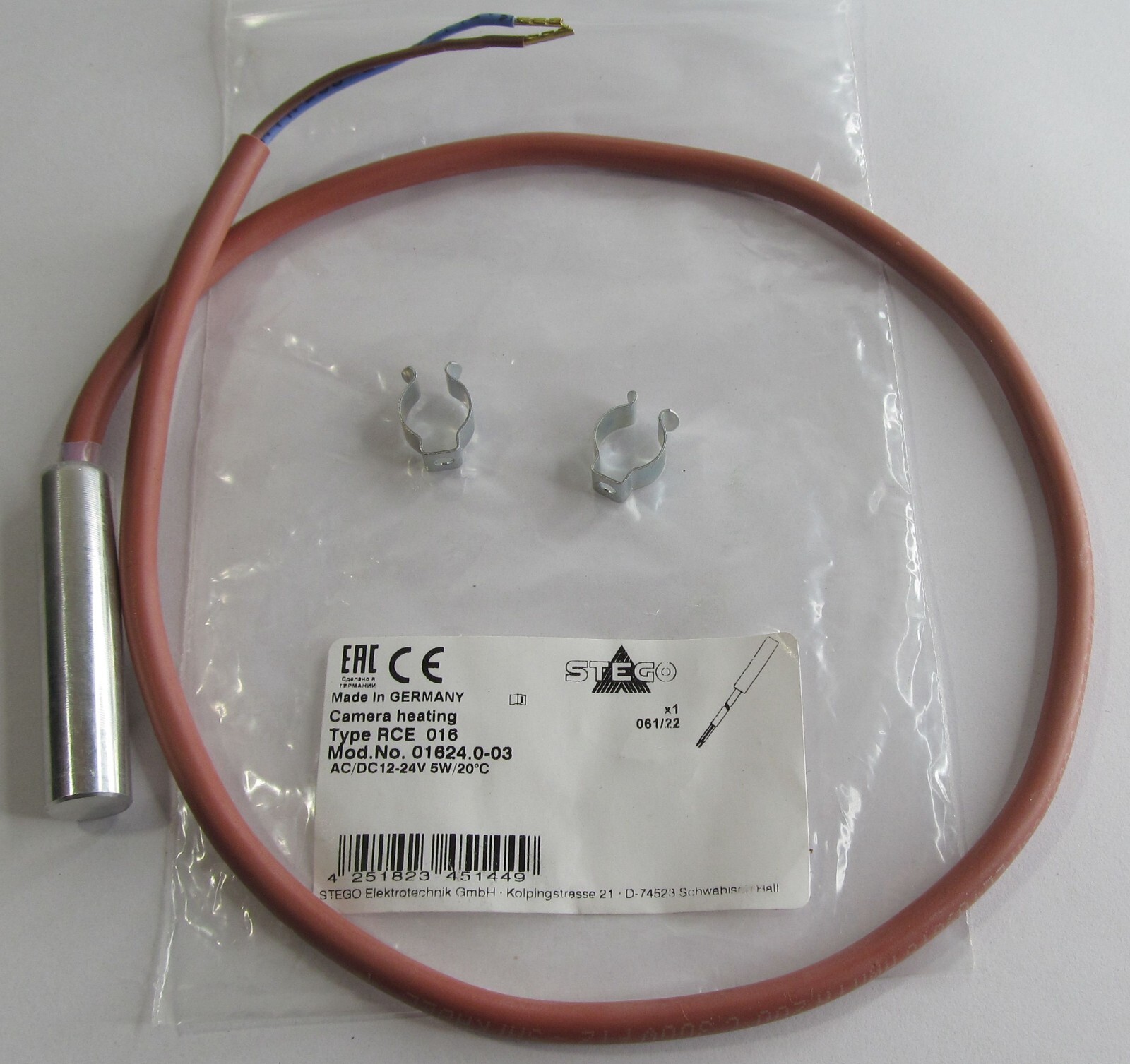 NEW STEGO SECURITY CAMERA/ ENCLOSURE HEATER RCE 016 01624.0-03 12V-24V AC/DC 5W