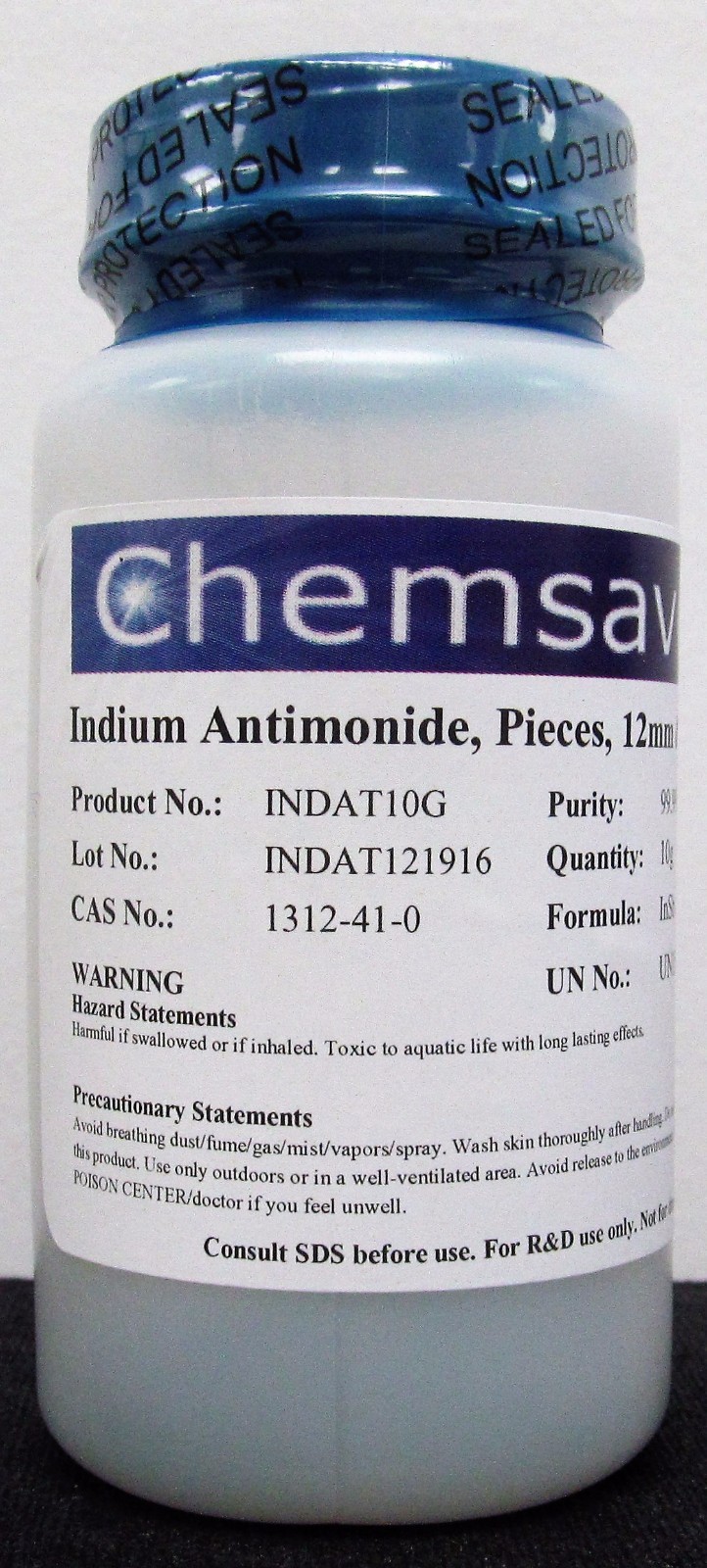 Indium Antimonide, Pieces, 12mm & smaller,  99.99% (Metals Basis), 10g