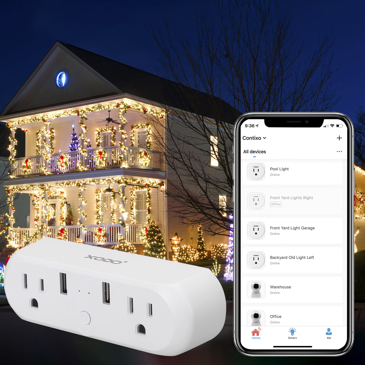 XODO WiFi Smart Plug Power Switch, 2 Outlet 2 USB Alexa Echo Smart Home 2-Pack