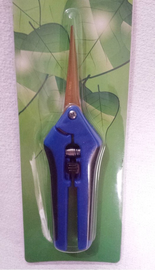 Precision Curved Blade Pruners Cutters Blue Anti-Slip Handles Stainless Steel