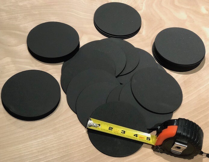 Black Neoprene Rubber Discs 4 1/2 Inch diameter - Packs of 2