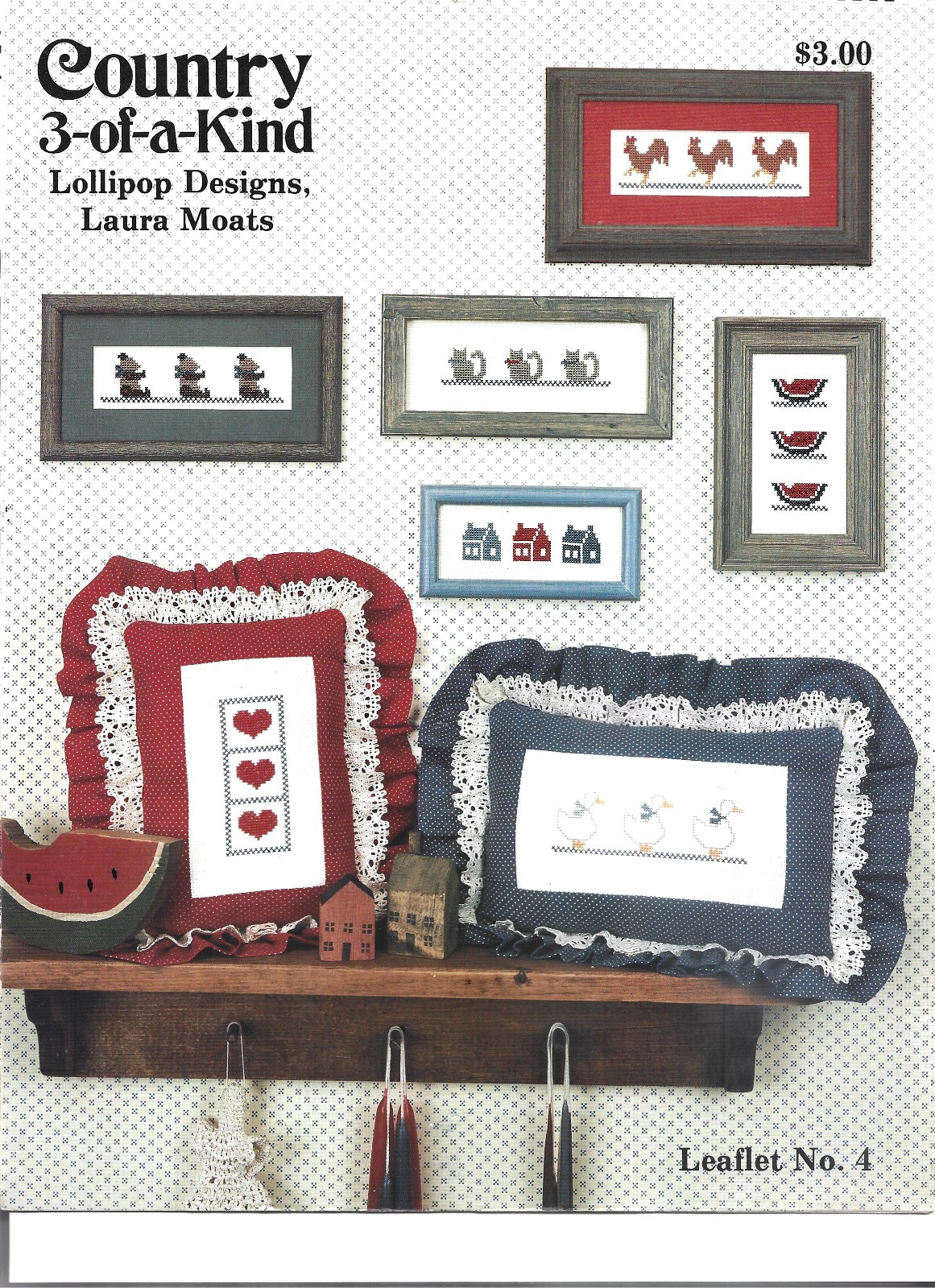 Country 3-of-a-Kind Lollipop Designs Laura Moats Leaflet #4 Cross Stitch Pattern