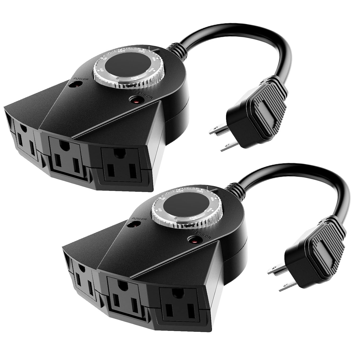 Outdoor Light Sensor Timer, 24 Hours Heavy Duty Waterproof Outlet Timer with 2,