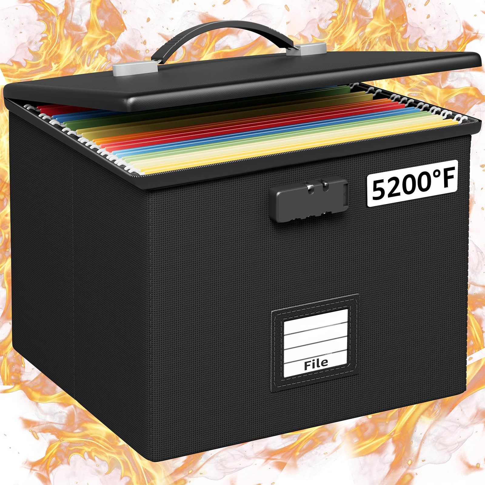 Fire Proof File Box for Documents - Portable Fireproof Document Organizer Box...