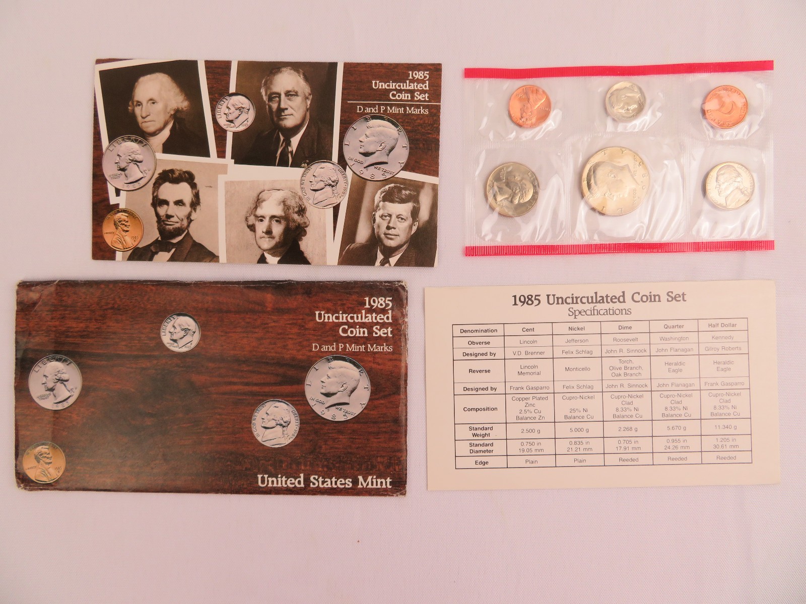 1985 Uncirculated D 6 Coins in Sets