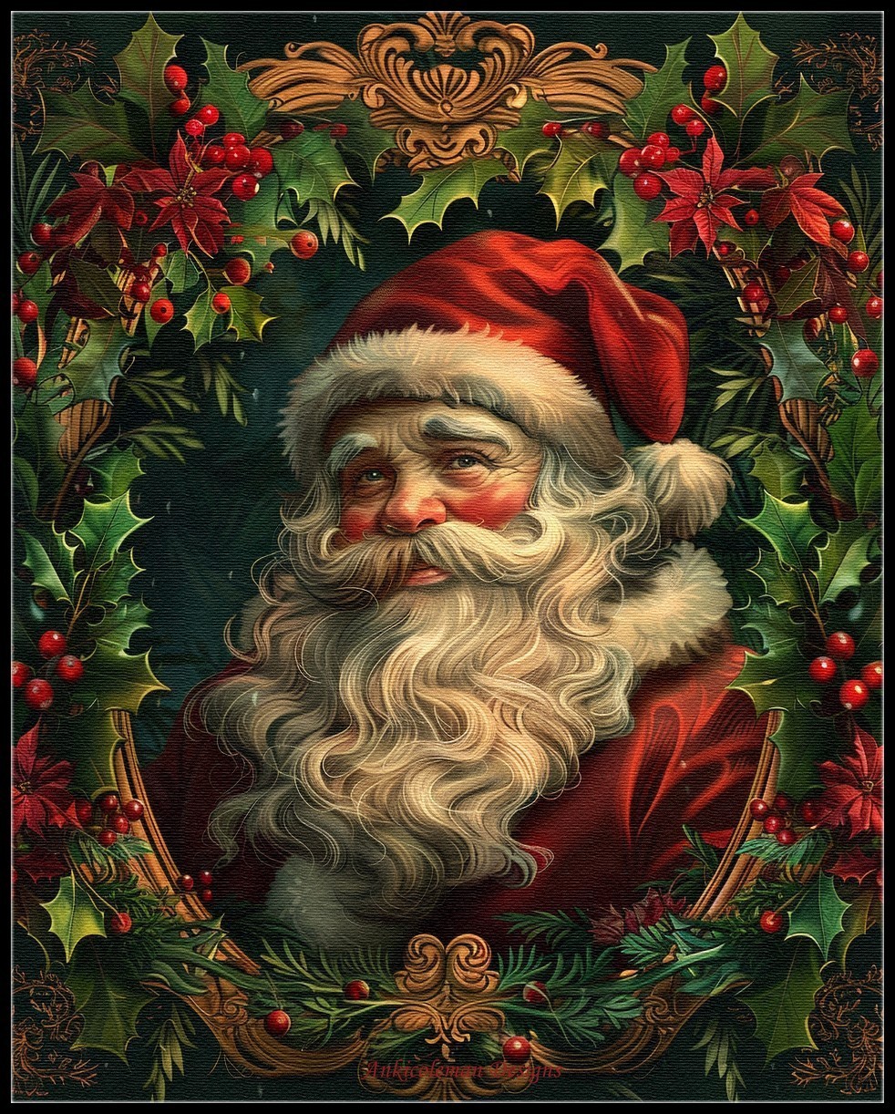 Vintage Santa Claus 2 - Counted Cross Stitch Patterns - Color & BW Symbols