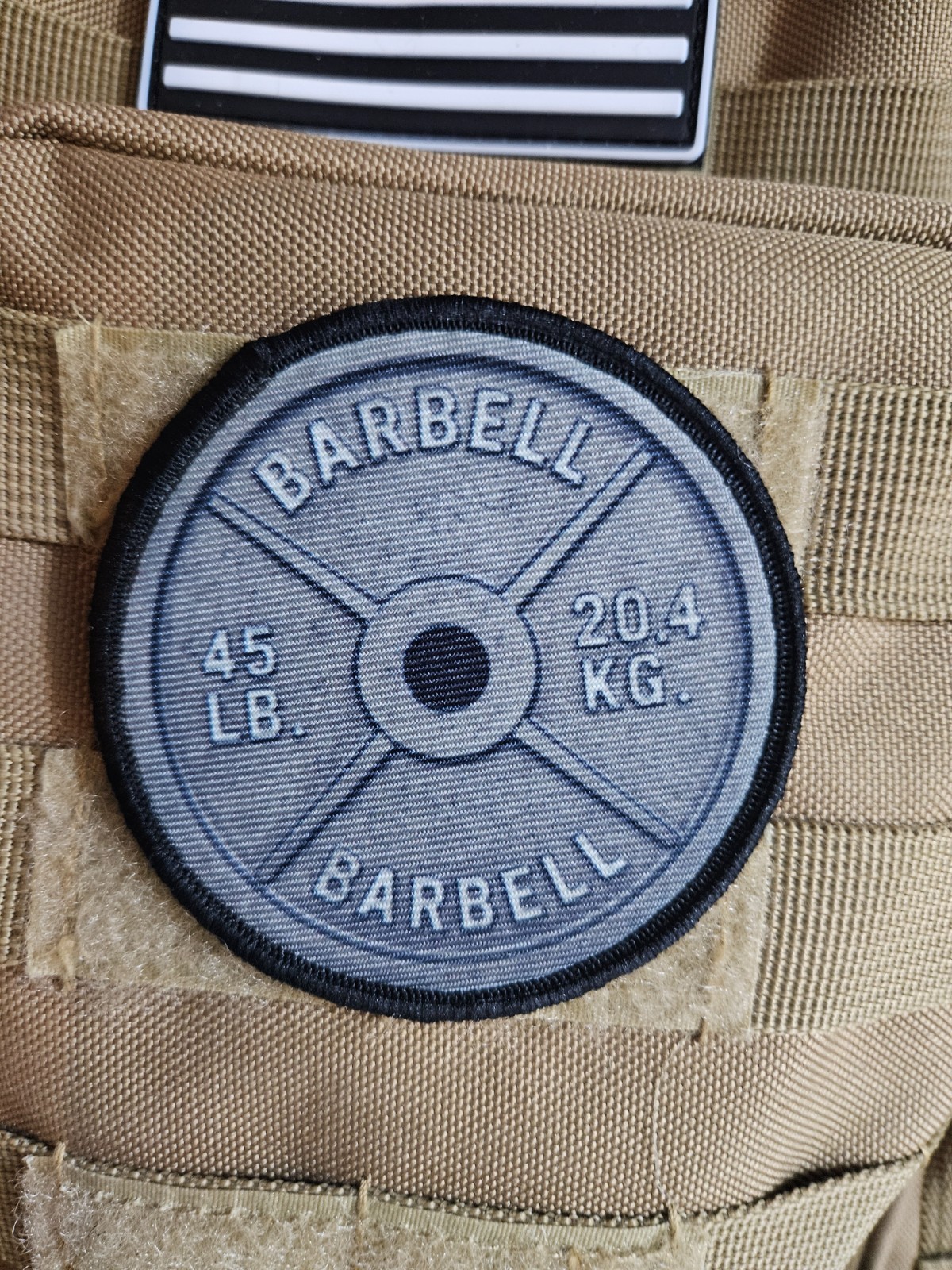 45 lbs barbell plate fitness 3" circle hook & loop tactical Funny patch