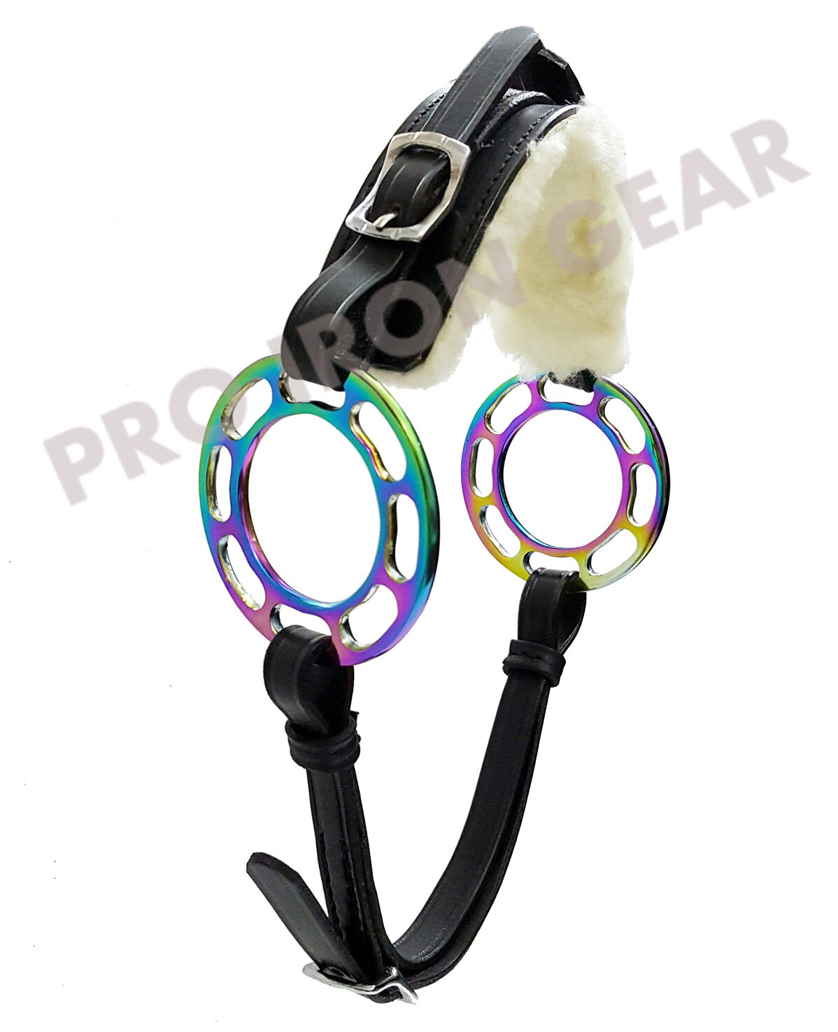 Rainbow Hackamore Bitless Horse Bit English Western Adjustable Leather (BLACK)
