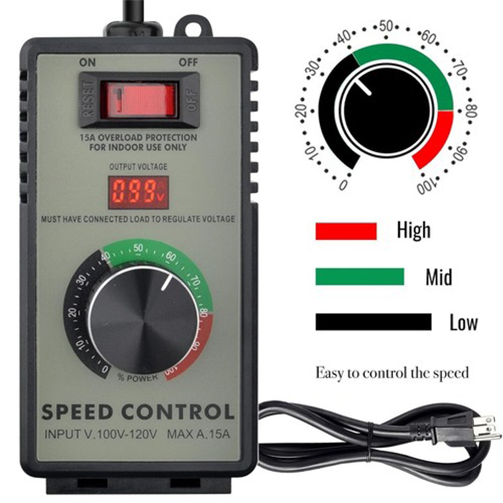 Variable Speed Controller for Router Fan Electric Motor Rheostat 120V Adjuster
