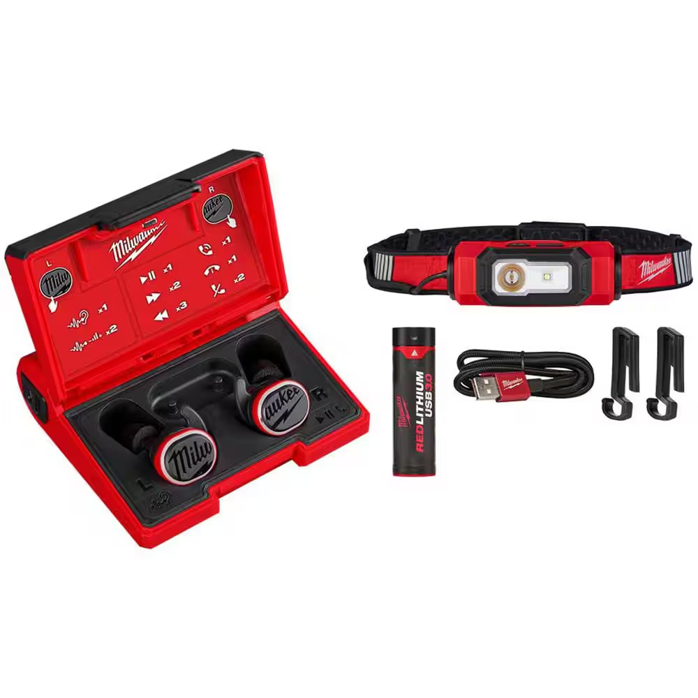 REDLITHIUM USB Red Wireless Bluetooth Noise Cancelling Earbud with 600 Lumens Ha