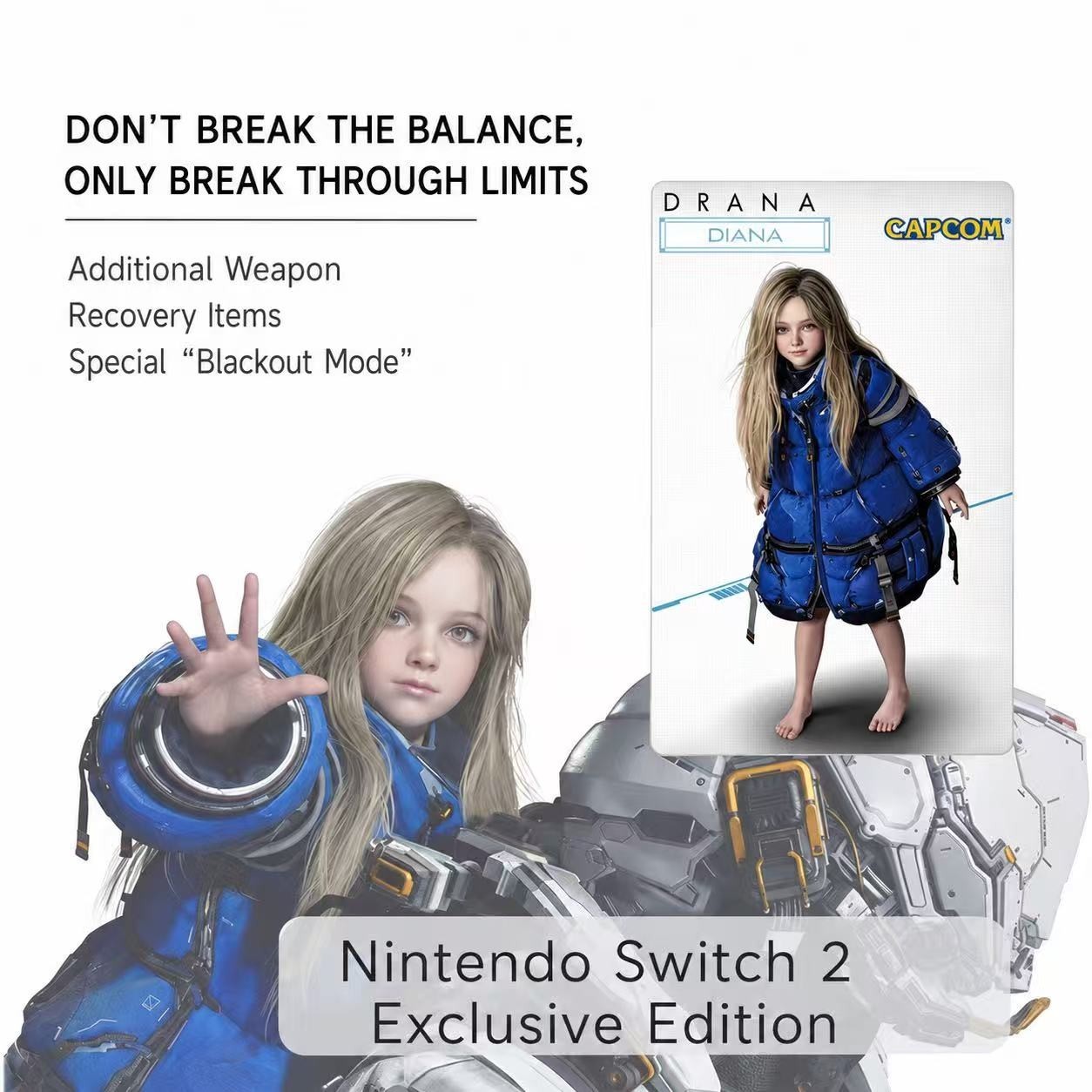 New Amiibo PRAGMATA DIANA Large/Mini size Card CAPCOM for Switch/2