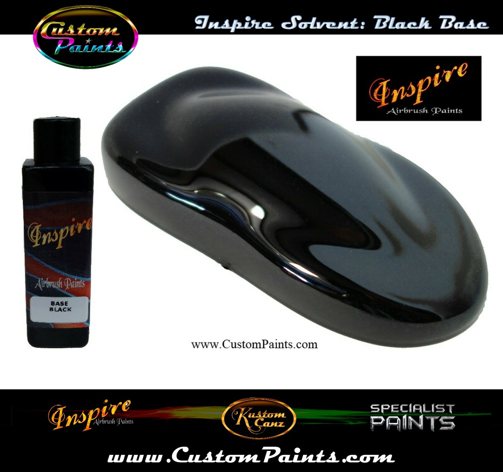 INSPIRE BLACK BASE AIRBRUSH 4oz (SOLVENT), CUSTOM PAINT, HOK, ARTIST, MOTORCYCLE