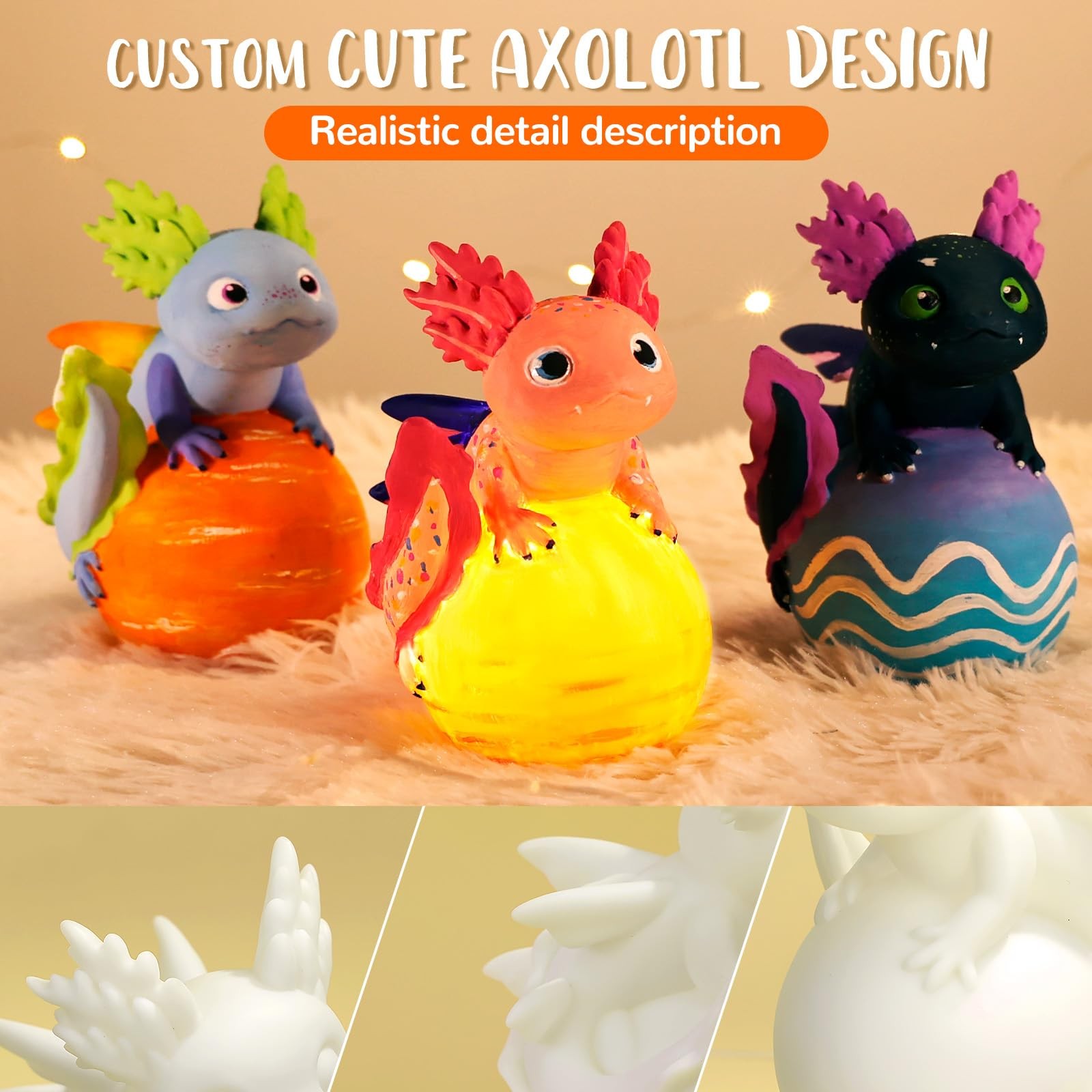 Paint Your Own Axolotl Lamp Kit, Axolotl Crafts Night Light, Arts and Crafts ...