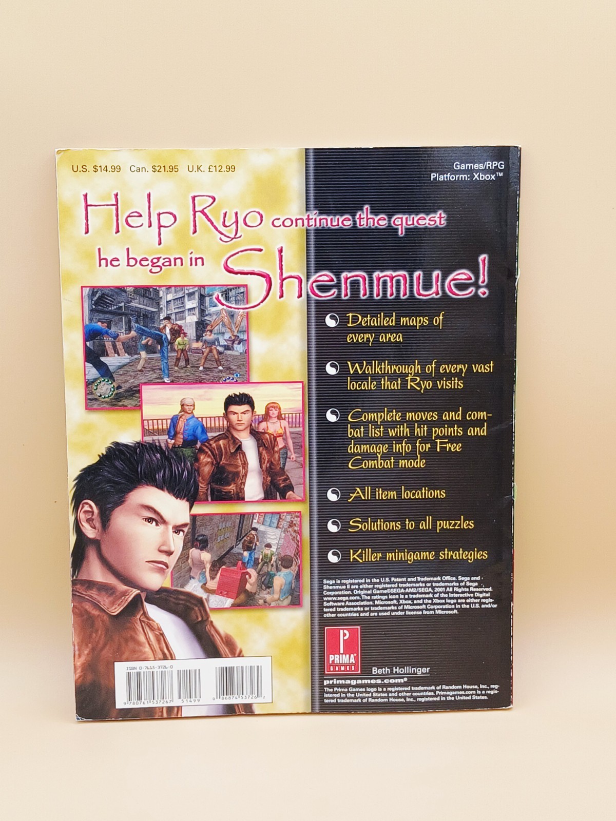 Shenmue 2 Strategy Guide Prima Xbox Sega Video Game Microsoft Xbox!!.