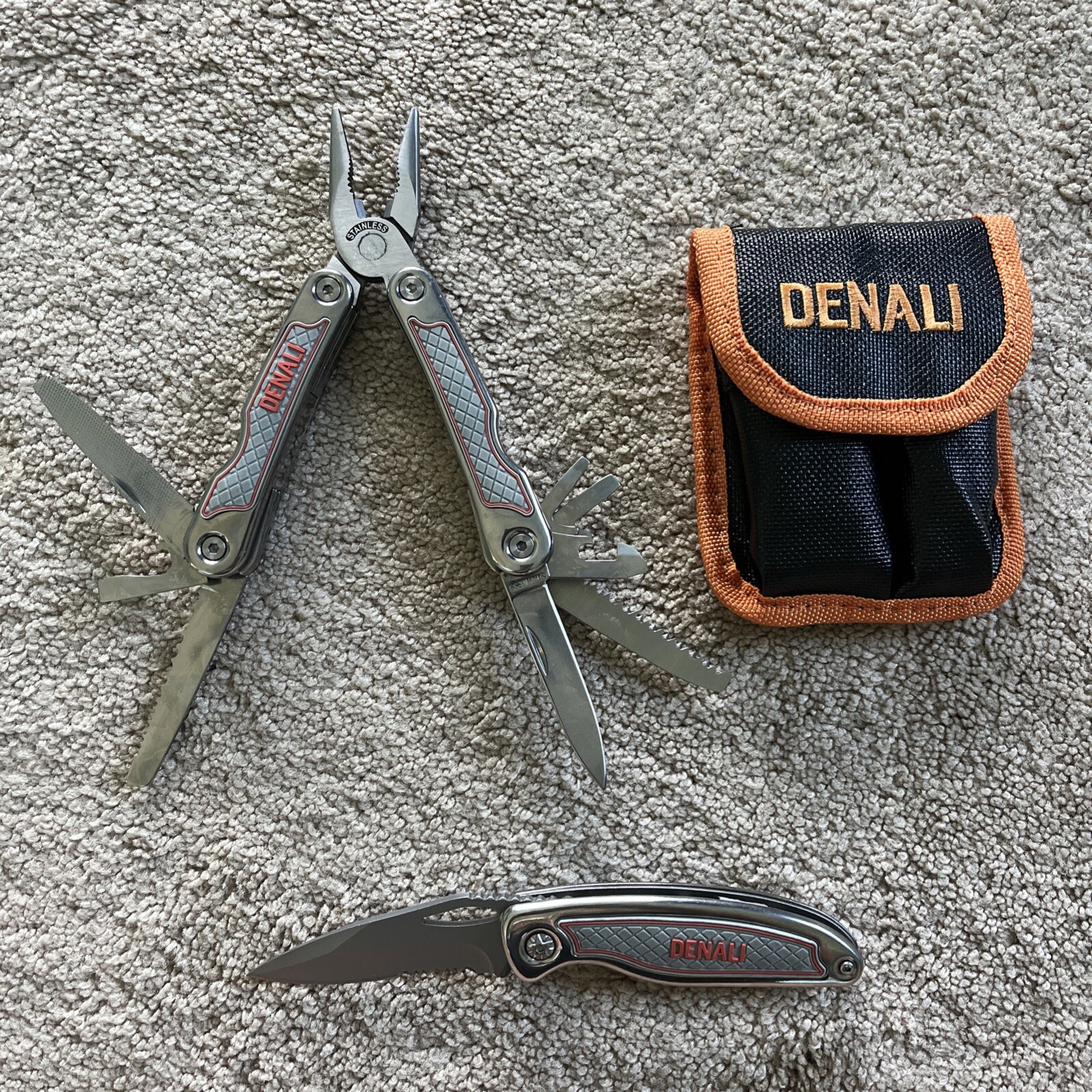 NEW Denali 11 Function Stainless Steel Pliers Multitool + Pocket Knife & Sheath