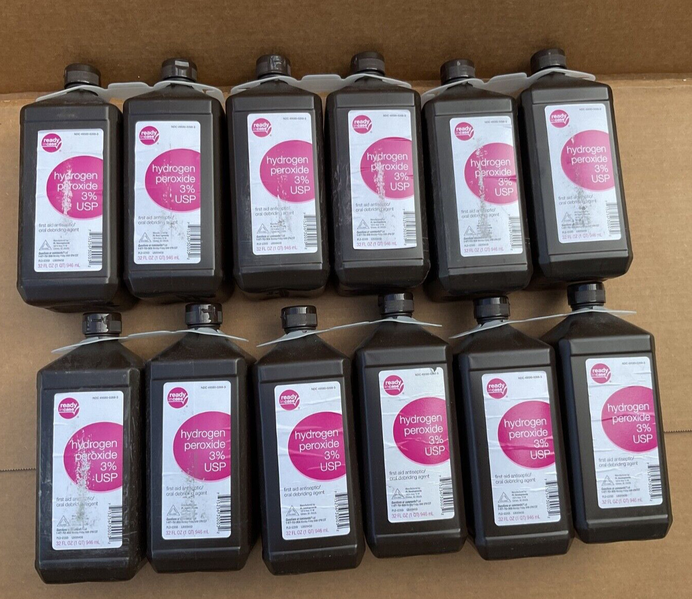 Ready in Case 3% Hydrogen Peroxide Liquid Antiseptic SCRATCHED 32oz Pack of 12